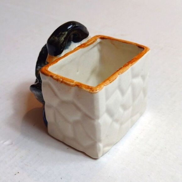 Vintage Japan Made Porcelain Mallard Duck Toothpick Holder / Small Planter - Picture 2 of 9